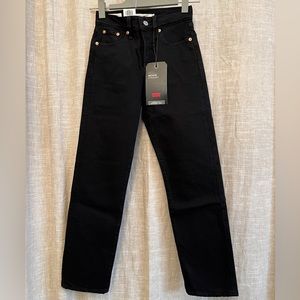 Levi’s High Rise Wedgie Fit Straight Leg Denim Jeans Black 23 x 26 crop women’s